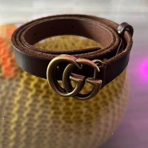 Brown and gold Gucci belt